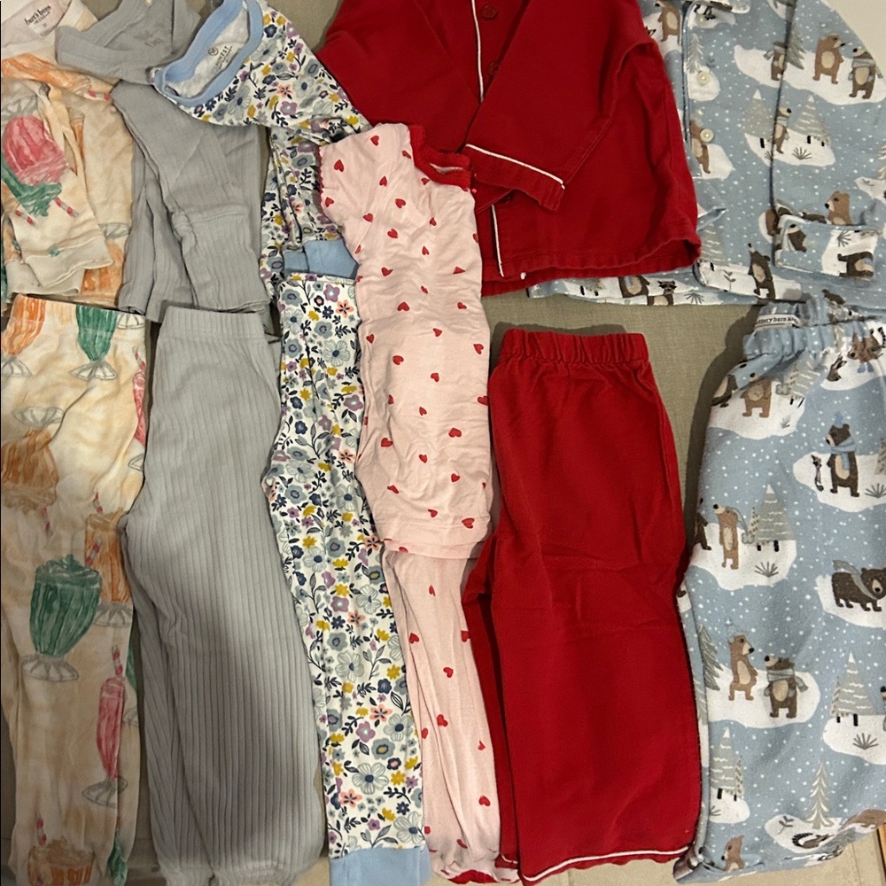 Petite plum Red and Blue Kids Pajama Sets bundle of 6 pajamas - Picture 3 of 5